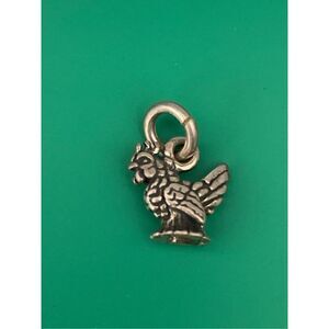 Small Rooster Sterling Silver Jewelry Charm #farm